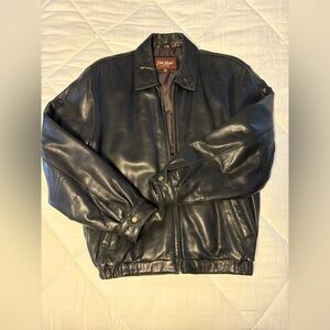 Men’s Black Leather Bomber Jacket